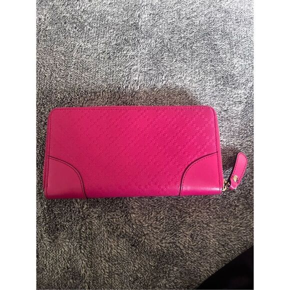 Gucci Diamante Leather Card Holder Zip Around Wallet Pink - Picture 2 of 3